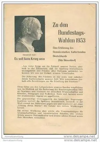 Zu den Bundestagswahlen 1953 - Eine Erklärung des Demokratischen Kulturbundes Deutschlands