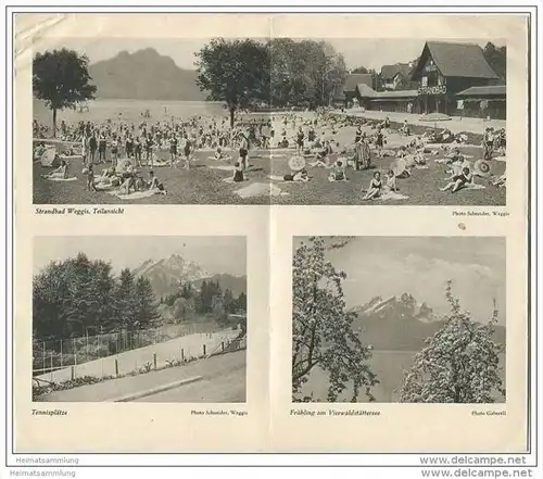 Weggis am Vierwaldstättersee 1929 - Faltblatt mit 11 Abbildungen - Hotel und Pensionspreise