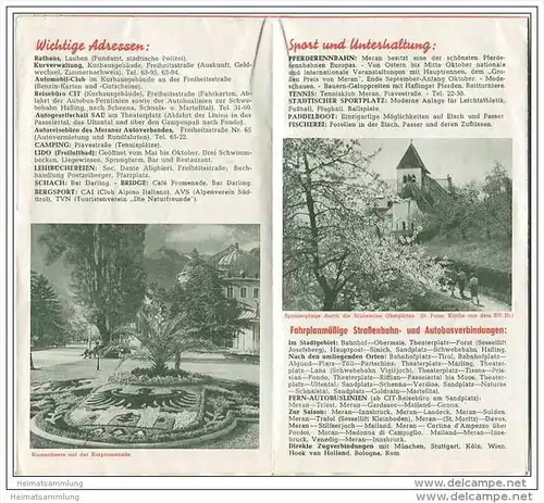 Meran 50er Jahre - Faltblatt mit 16 Abbildungen - Stadtplan
