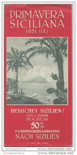 Sizilien 1931 - Faltblatt mit 6 Abbildungen