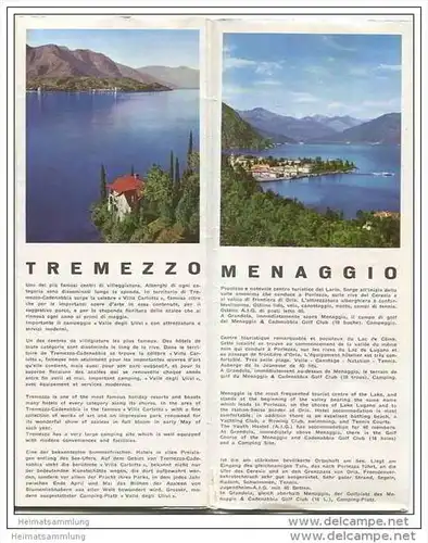 Lago di Como 1956 - Faltblatt mit 21 Abbildungen - beiliegend Hotelverzeichnis