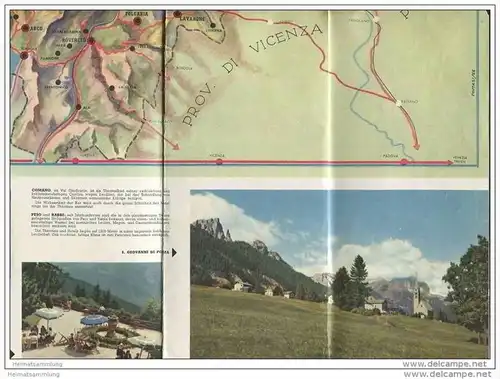 Dolomiten 1956 - Faltblatt mit 15 Abbildungen - Reliefkarte / Tomasi56 - Hotel- und Gaststättenverzeichnis