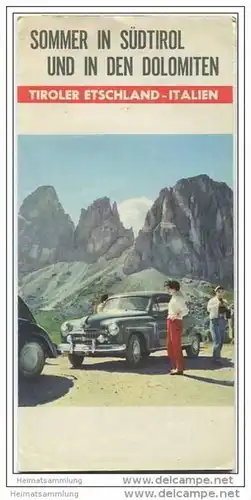 Dolomiten - Tiroler Etschland 50er Jahre - Faltblatt mit 11 Abbildungen