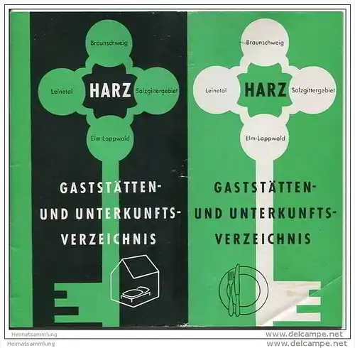 Harz 1956 - Gaststätten und Unterkunftsverzeichnis - 60 Seiten mit 15 Abbildungen