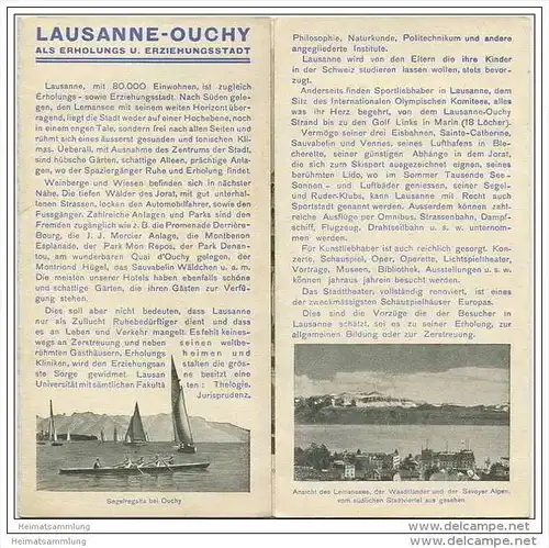 Lausanne Ouchy 30er Jahre - Faltblatt mit 10 Abbildungen