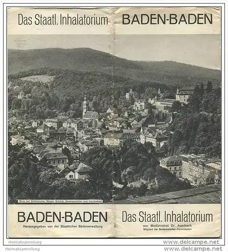 Baden-Baden 30er Jahre - 16 Seiten mit 19 Abbildungen u.a. Die einzelnen Inhalationsverfahren Wassmuth Reif Körting etc.