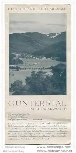 Günterstal 30er Jahre - Faltblatt mit 8 Abbildungen - Werbung mit 10 Abbildungen der einzelnen Pensionen