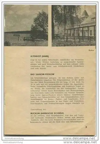 Märkische und Mecklenburgische Seenplatte 50er Jahre - Reisebüro der DDR - 12 Seiten mit 11 Abbildungen