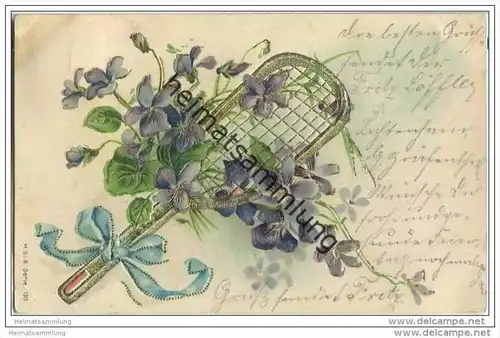 Blumen - Tennisschläger - Prägedruck