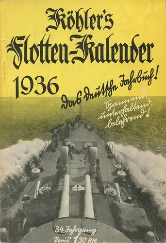 Köhlers Flotten-Kalender 1936 - 288 Seiten mit vielen Abbildungen