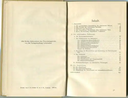 Sammlung Göschen - Elektrische Bahnen Prof. Dr. Ing. A. Schwaiger 1927 - 116 Seiten mit 45 Abbildungen