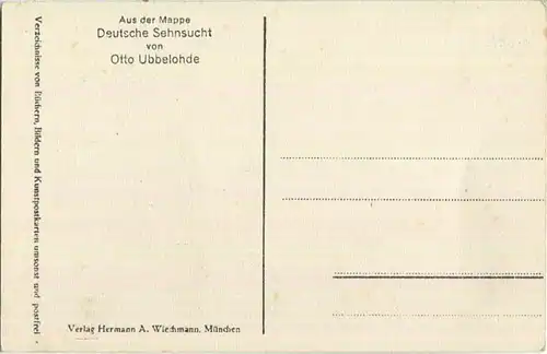 Vorfrühling - Aus der Mappe Deutsche Sehnsucht - Künstlerkarte signiert Otto Ubbelohde