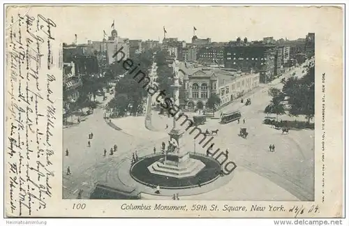 New York - Columbus Monument - 59th St. Square gel. 1904