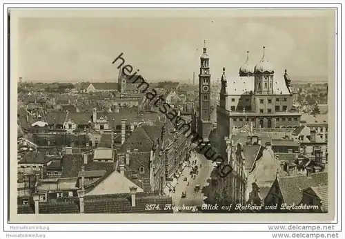 Augsburg - Blick aufs Rathaus - Foto-AK 30er Jahre