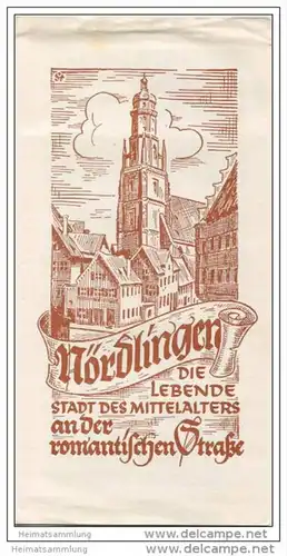Nördlingen 1958 - Faltblatt mit 5 Abbildungen - Unterkunftsverzeichnis - Plan der inneren Stadt - kleines Faltblatt des