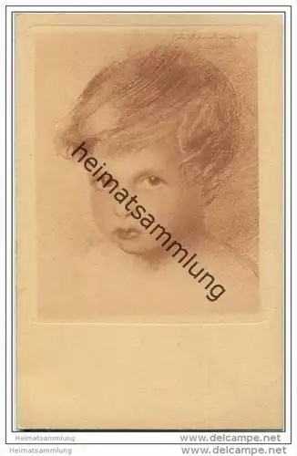Kinder-Portrait - Künstlerkarte signiert Walter Schachinger Nr.193
