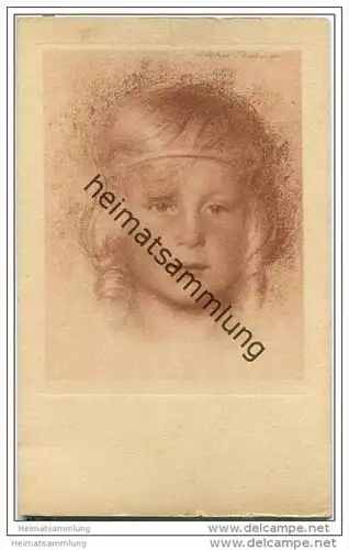 Kinder-Portrait - Künstlerkarte signiert Walter Schachinger Nr.196