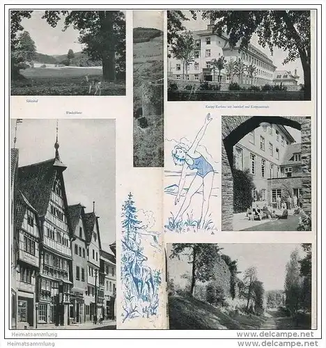 Bad Münstereifel 50er Jahre - Faltblatt mit 10 Abbildungen - Stadtplan und Unterkunftsverzeichnis