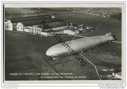 Friedrichshafen - Werftgelände - Landung des Luftschiffes Graf Zeppelin - Luftbild