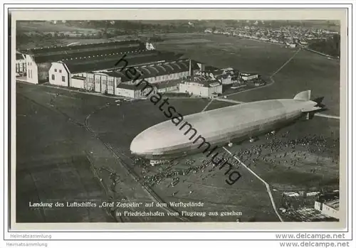 Friedrichshafen - Werftgelände - Landung des Luftschiffes Graf Zeppelin - Luftbild