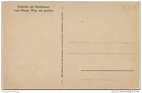 Eichstätt mit Stadtmauer vom Neuen Weg aus gesehen - Verlag der Ph. Brönner'schen Buchhandlung Eichstätt 20er Jahre