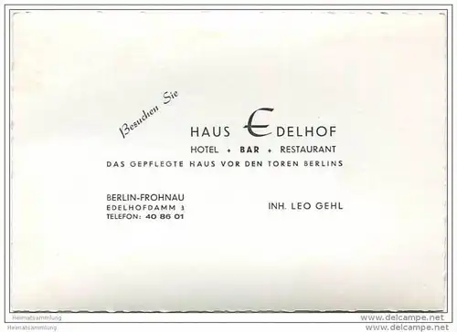 Berlin - Frohnau - Hotel Haus Edelhof - Edelhofdamm 3 Inhaber Leo Gehl - Foto-Grossformat