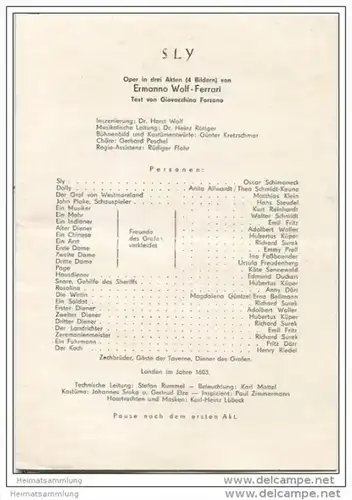 Landestheater Dessau - Spielzeit 1957/58 Nummer 15 - Programmheft Sly von Ermanno Wolf Ferrari - Oscar Schimoneck