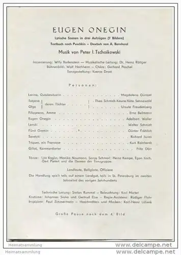 Landestheater Dessau - Spielzeit 1957/58 Nummer 4 - Eugen Onegin von Peter Tschaikowski - Magdalena Güntzel