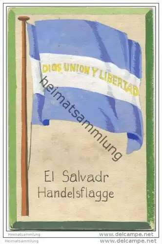 El Salvador - Handels Flagge - keine Ansichtskarte - Grösse ca. 14 X 9 cm - etwa 1920 handgemalt