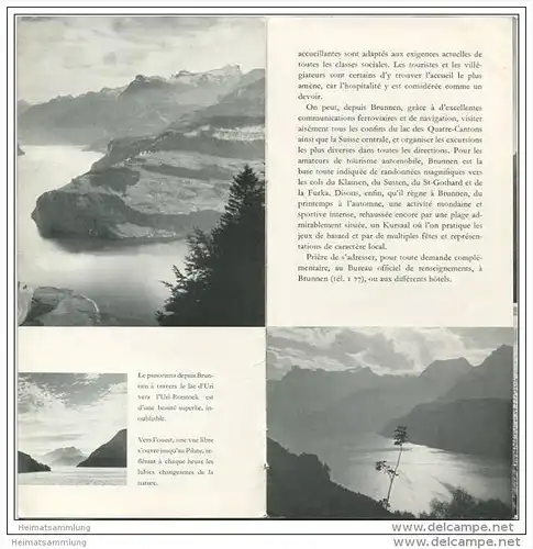Brunnen 1950 - 8 Seiten mit 12 Abbildungen - Ortsplan Hotel und Gaststättenverzeichnis mit Abbildungen von 23 Hotels