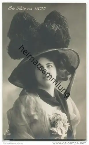 Frau mit Hut - Hutmode - Die Hüte von 1909 - Verlag Gustav Liersch &amp; Co Berlin 2146/5