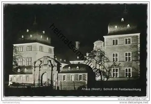 Ahaus - Schloss mit Festbeleuchtung - Fotokarte