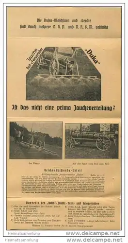 Duka Jauche-Breit- und Feinverteiler - Leporello in Postkartengrösse mit 6 Abbildungen 30er Jahre