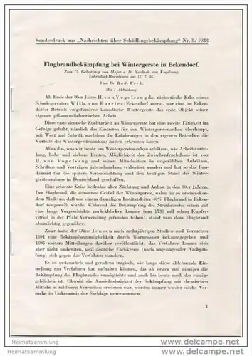 Sonderdruck aus Nachrichten über Schädlingsbekämpfung Nr. 3 1938 - Flugbrandbekämpfung bei Wintergerste in Eckendorf