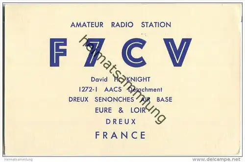 QSL - QTH - Funkkarte - F7CV - France - Dreux Senonches Air Base - 1958