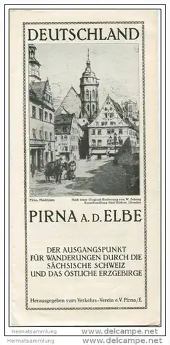 Pirna an der Elbe 30er Jahre - Faltblatt mit 6 Abbildungen