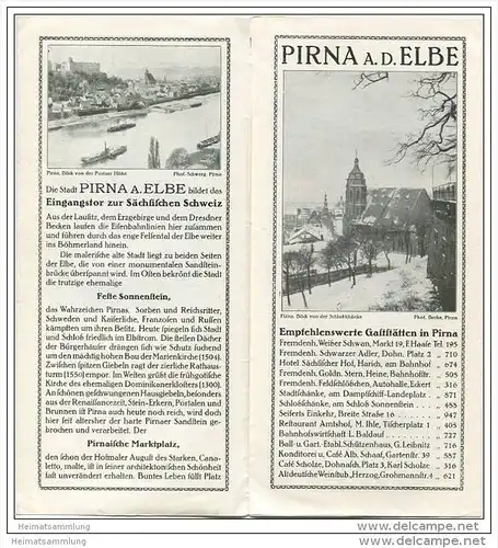 Pirna an der Elbe 30er Jahre - Faltblatt mit 6 Abbildungen