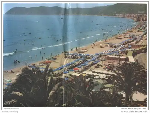 Alassio 1963 - Faltblatt mit 3 Abbildungen - grosser Übersichtsplan signiert pierovado - Stadtplan - Hotelverzeichnis