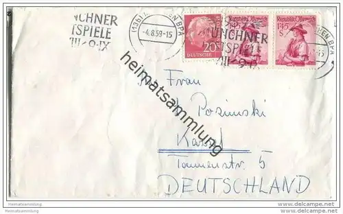 Brief mit Mischfrankatur Deutschland-Österreich - gelaufen 1959 nach Kassel