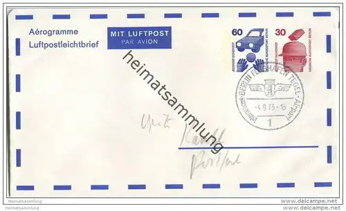 Privatganzsache Berlin Luftpostleichtbrief Aerogramme - Privatfaltbrief PF1 - Gefälligkeitsgestempelt 1973