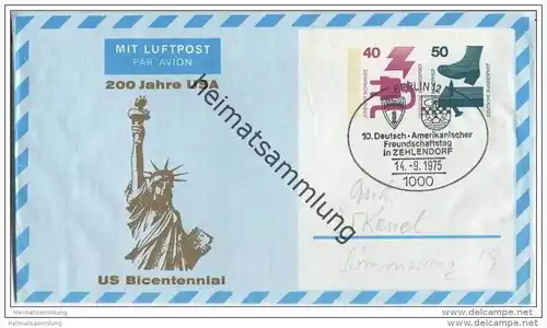 Privatganzsache Bund Luftpostleichtbrief - Privatfaltbrief PF10/2 - 200 Jahre USA - gestempelt 1975