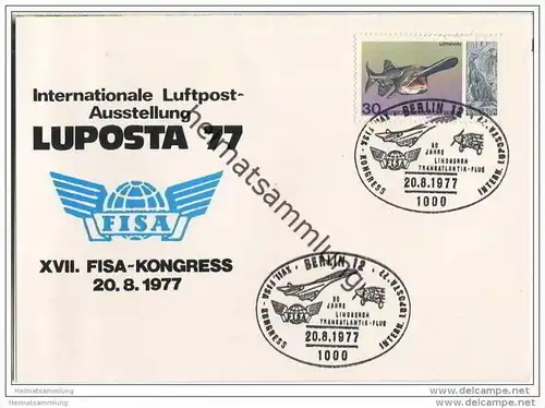 Postkarte Berlin - LUPOSTA 77 - Air France - Mirage - Doppelkarte - Sonderstempel 1977