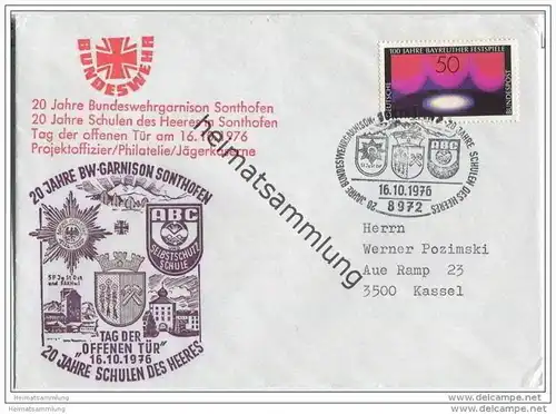Brief Bundeswehr Garnison Sonthofen - 20 Jahre BW-Garnison - 16. Oktober 1976
