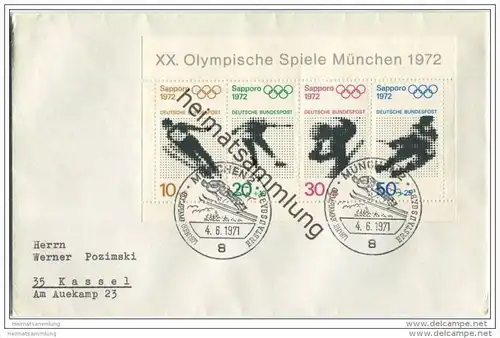 Ersttags-Brief mit Block Olympische Spiele 1972 - 4. Juni 1971