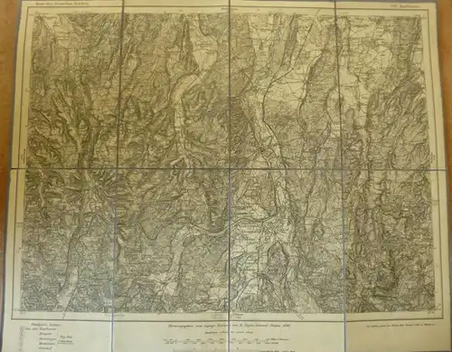 Topografische Karte 649 Kaufbeuren - Karte des Deutschen Reiches 1:100'000 33cm x 40cm auf Leinen gezogen - Herausgegebe