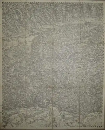 72 Mühldorf Ost - Topographische Karte von Bayern ( Bayerische Generalstabskarte) 1:50'000 43cm x 52cm auf Leinen gezoge