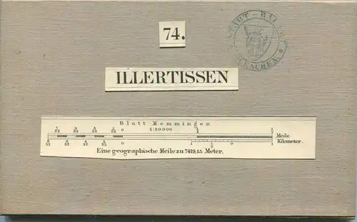 74 Illertissen - Topographische Karte von Bayern ( Bayerische Generalstabskarte) 1:50'000 43cm x 52cm auf Leinen gezogen