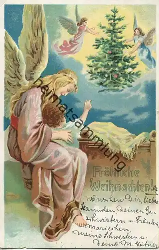 Fröhliche Weihnachten - Engel - Kind - Weihnachtsbaum - gel. 1904