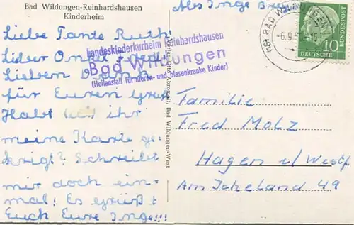 Bad Wildungen-Reinhardshausen - Kinderheim - Foto-AK gel. 1956