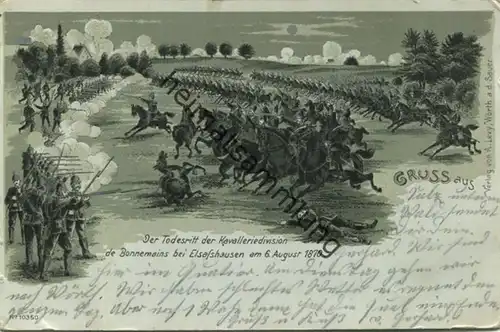 Der Todesritt - der Kavalleriedivision de Bonnemains bei Elsasshausen am 6. August 1870 - Verlag von A. Levy Wörth an de